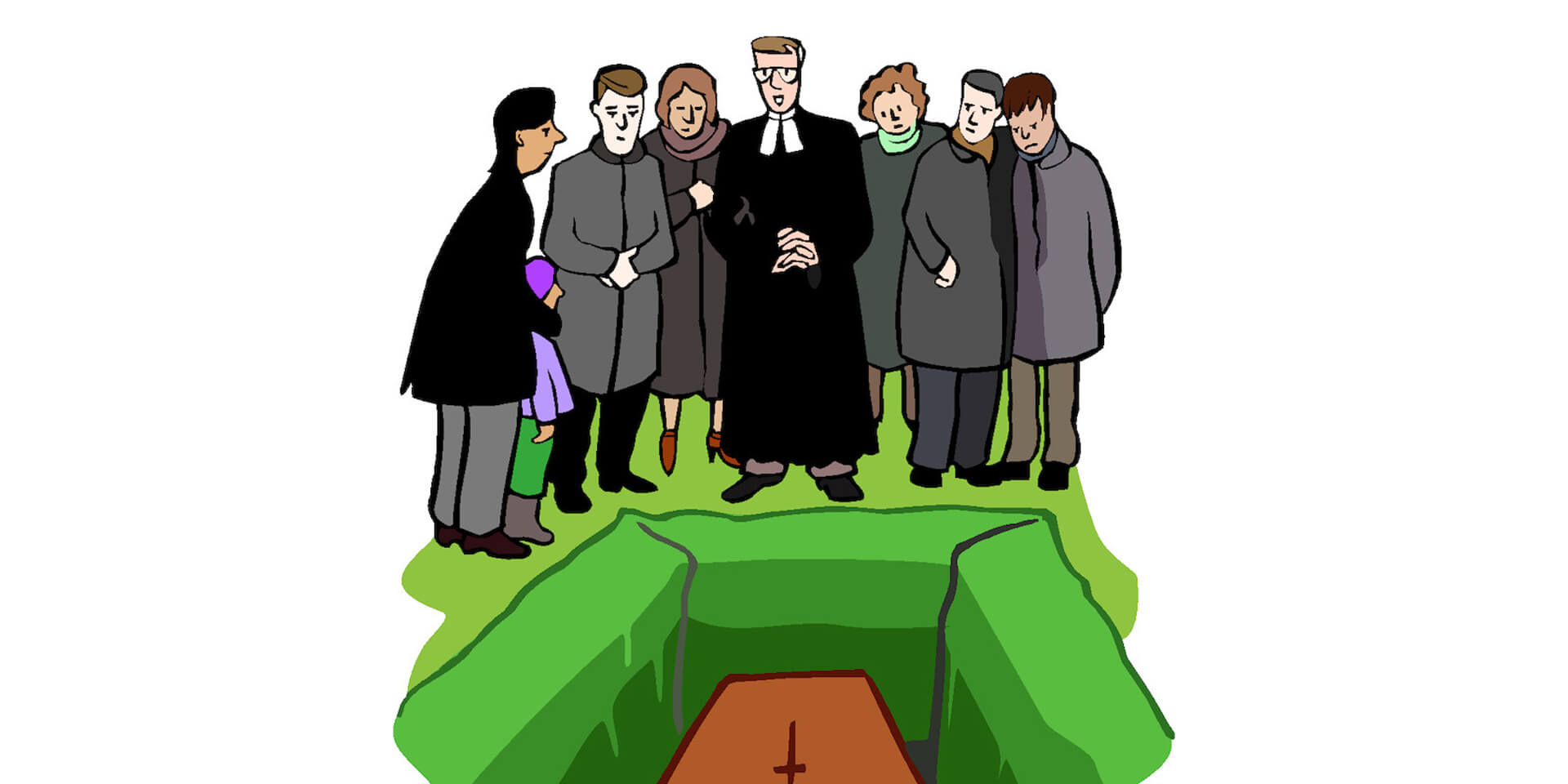 Beerdigung gezeichnet