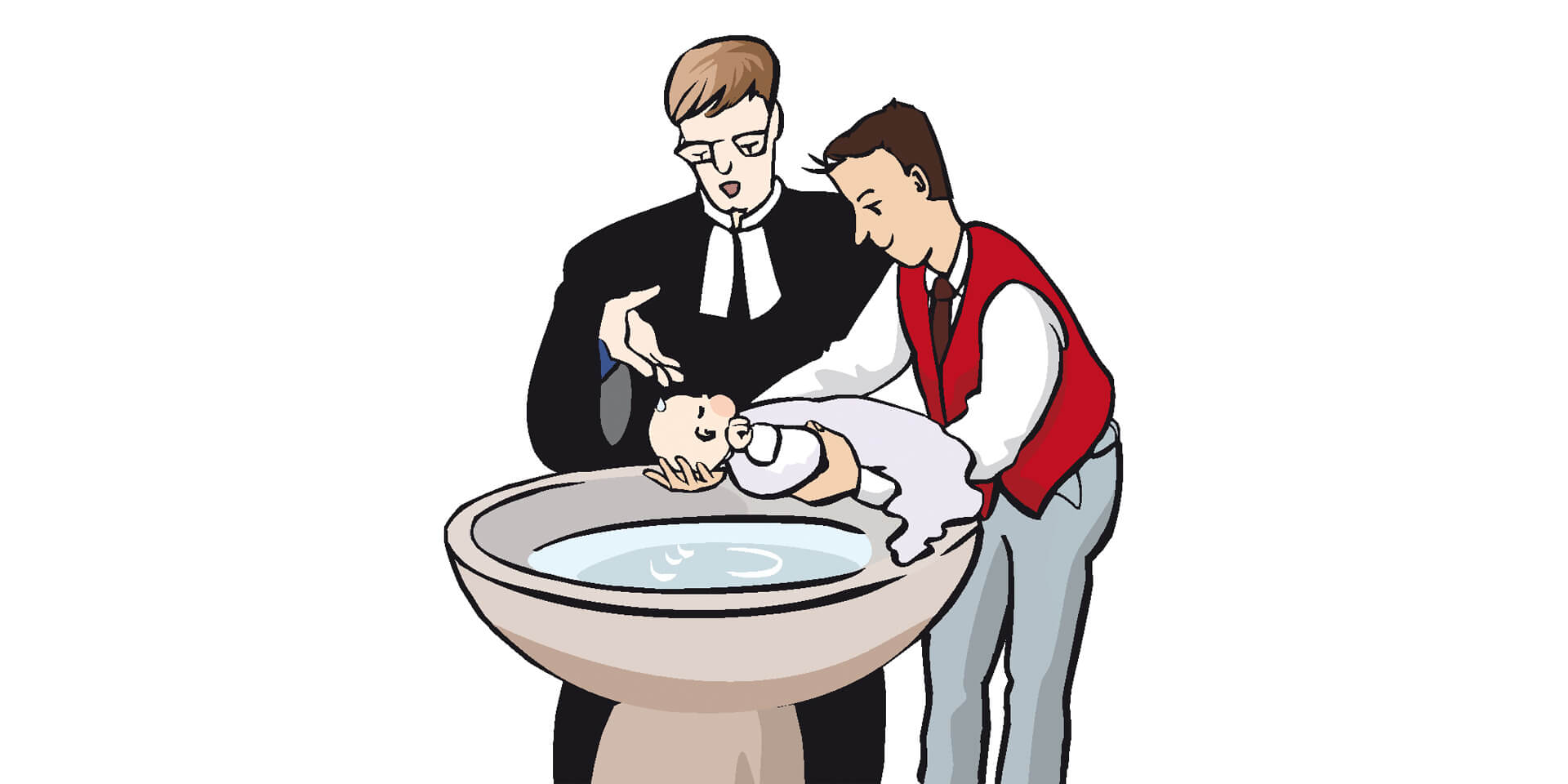 Pfarrer tauft Säugling